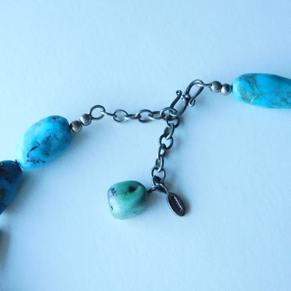 ⭐ chunky BARSE sterling TURQUOISE bead necklace - Picture 4 of 7
